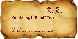 Kozányi Romána névjegykártya