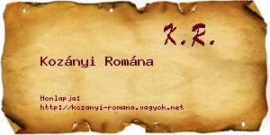 Kozányi Romána névjegykártya